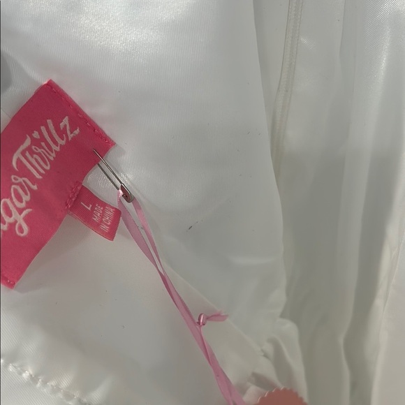 Dolls Kill Halter A Line sweetheart Mini Dress white with gloves large new w tag - Picture 8 of 8